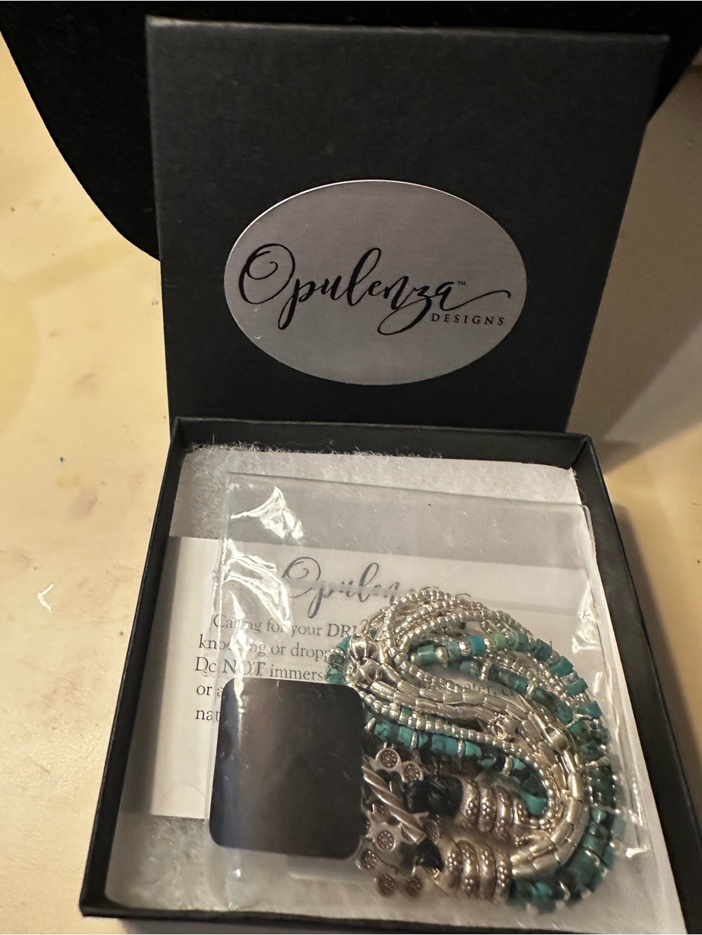 Opulenza Silver and Turquoise Multi-Strand Beaded Bracelet - Picture 2 of 7